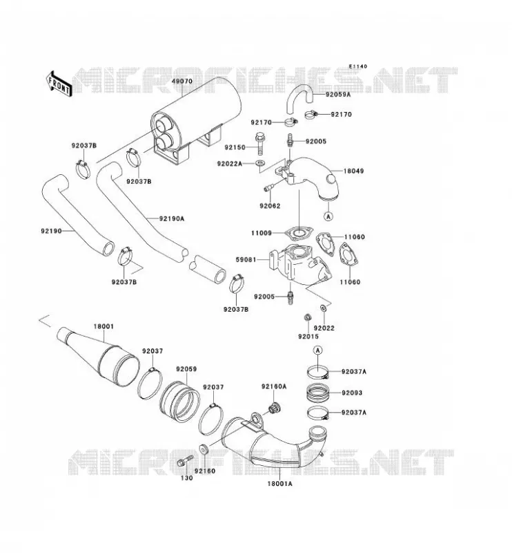 EXHAUST Kawasaki JET SKI 650 1992 JET SKI 650SX  JS650-B2