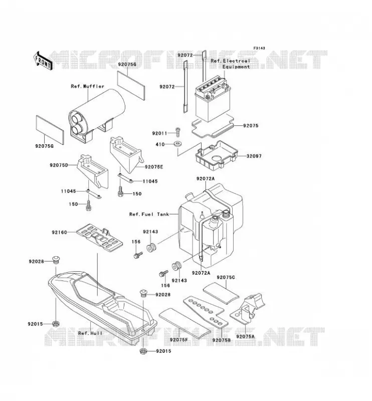 HULL PARTS Kawasaki JET SKI 650 1992 JET SKI 650SX  JS650-B2