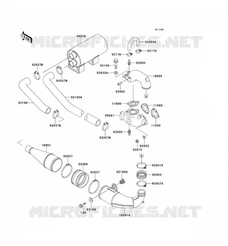 EXHAUST Kawasaki JET SKI 650 1993 JET SKI 650SX  JS650-B3