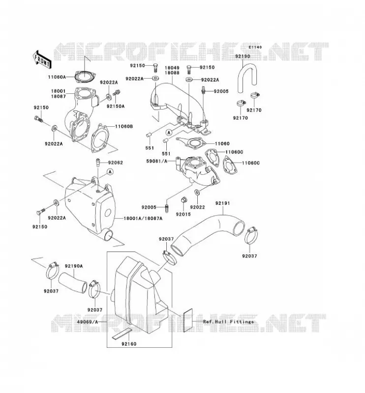 EXHAUST Kawasaki JET SKI 750 2002 JET SKI 750 SXI PRO  JS750-C5