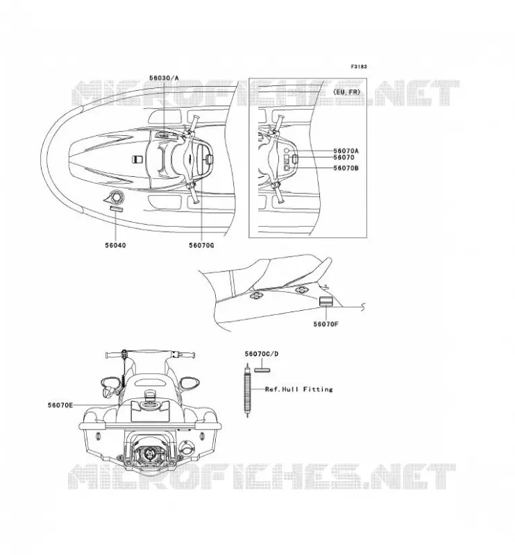 LABELS Kawasaki JET SKI 1100 2001 JET SKI 1100 STX D.I.  JT1100-F1