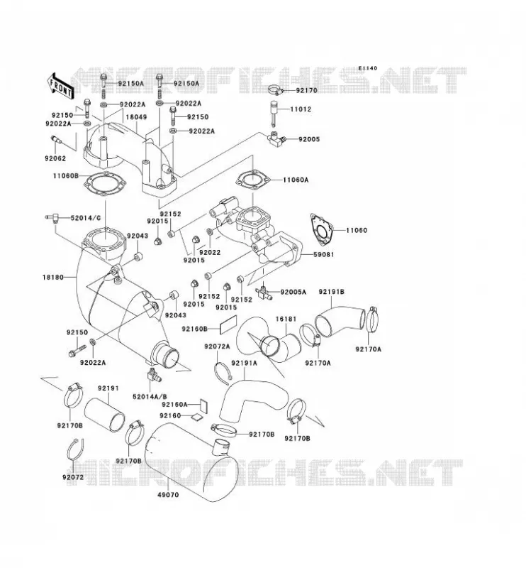 EXHAUST Kawasaki JET SKI 1100 2002 JET SKI 1100 STX D.I.  JT1100-F2