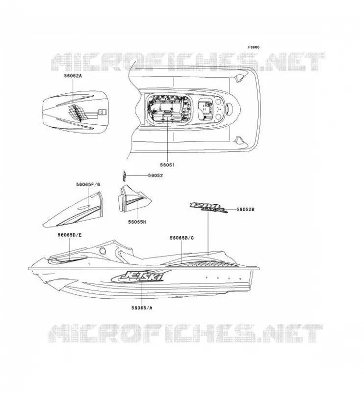 STICKER(JTT20-A1 Kawasaki JET SKI 1200 2003 JET SKI 1200 STX-R  JT1200-A2