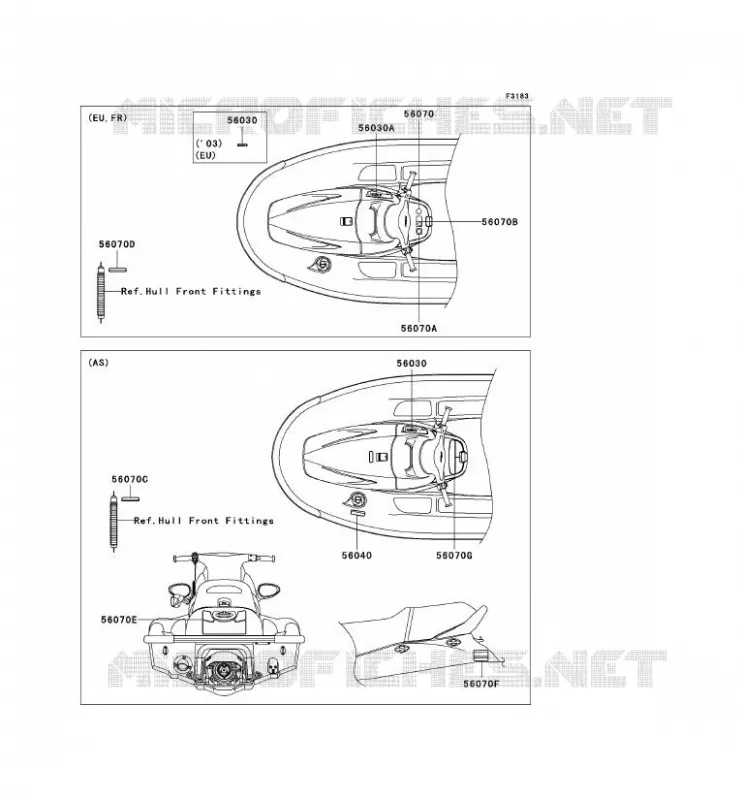 LABELS Kawasaki JET SKI 1200 2004 JET SKI STX-12F  JT1200-B2