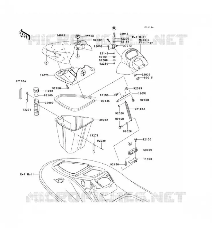 FRONT HULL PARTS Kawasaki JET SKI 1200 2005 JET SKI 1200 STX-R  JT1200-C2