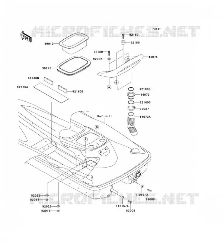 REAR HULL PARTS Kawasaki JET SKI 1200 2005 JET SKI 1200 STX-R  JT1200-C2
