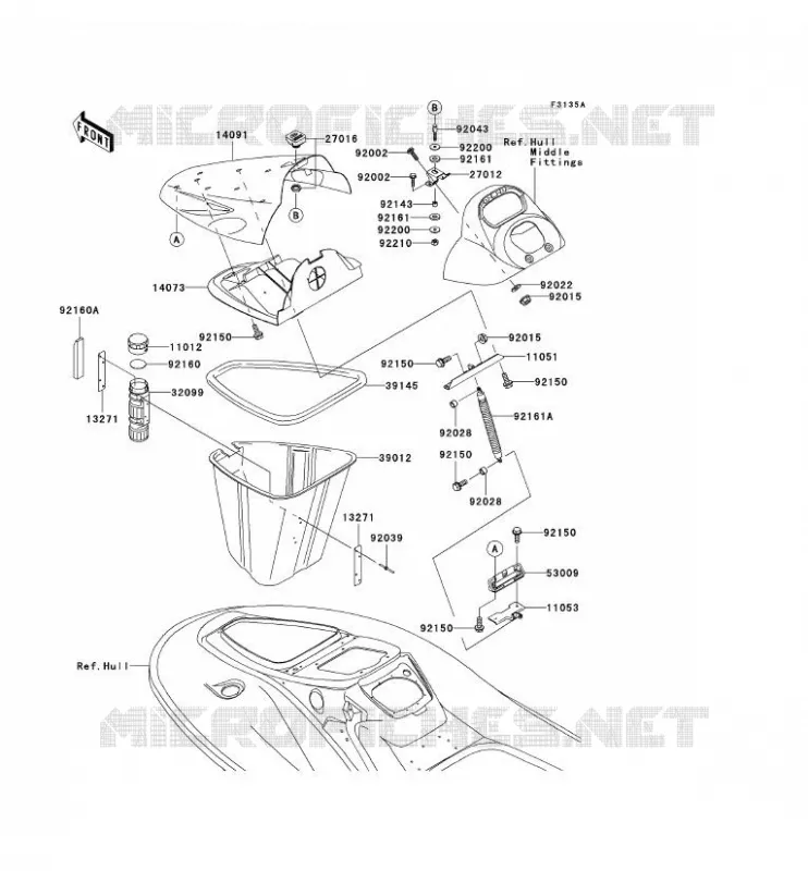 FRONT HULL PARTS Kawasaki JET SKI 1200 2005 JET SKI 1200 STX-R  JT1200-C2