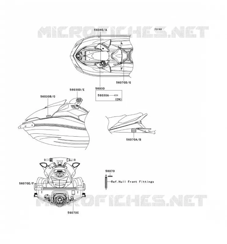 LABELS Kawasaki JET SKI 1500 2007 JET SKI ULTRA 250X  JT1500B7F