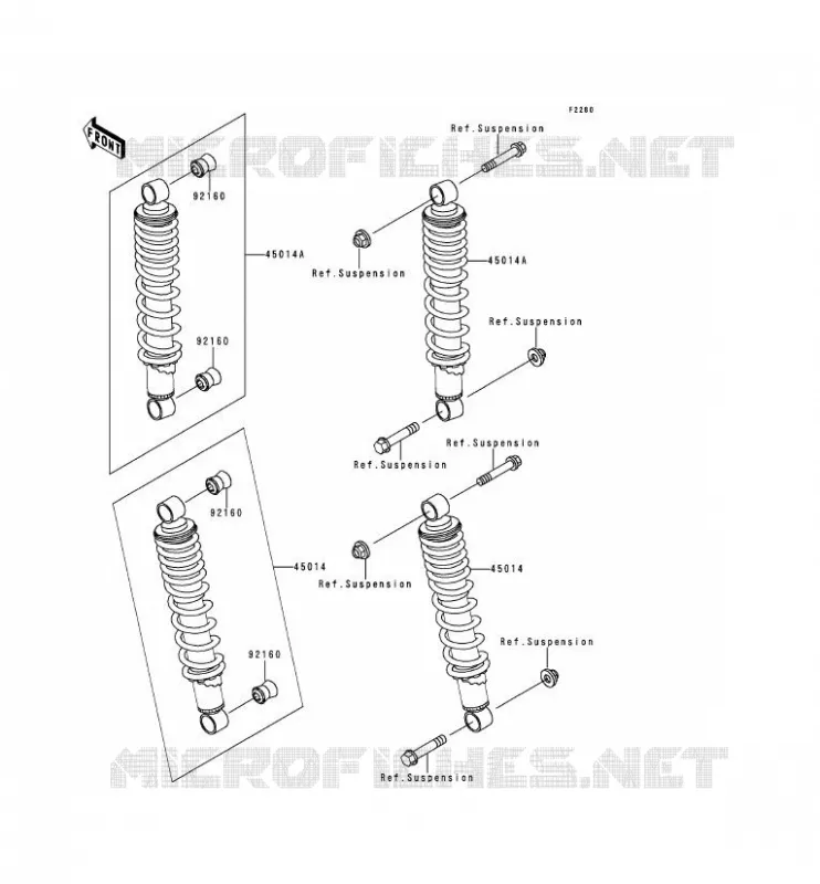 SUSPENSION - SHOCK ABSORBER Kawasaki SSV 300 1995 MULE 500  KAF300-B1