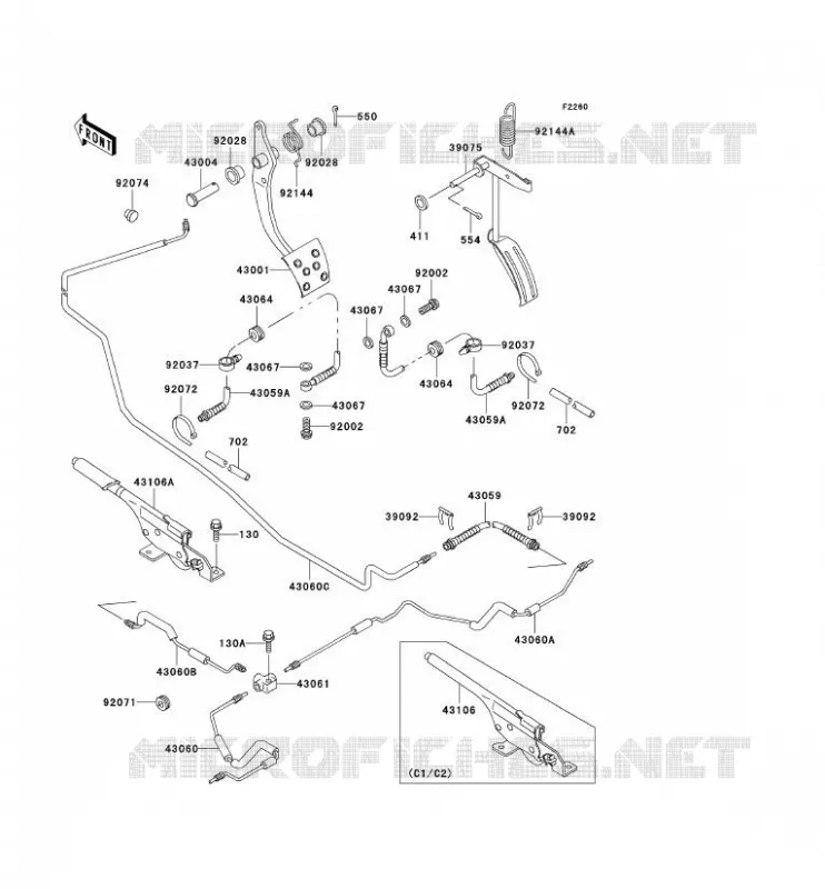 BRAKE PEDAL - THROTTLE LEVER Kawasaki SSV 300 no_year MULE 550  KAF300-C5