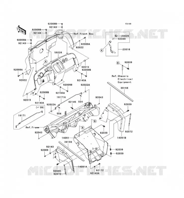 FRAME PARTS(AVANT) Kawasaki SSV 400 2006 MULE 610 4X4  KAF400A6F