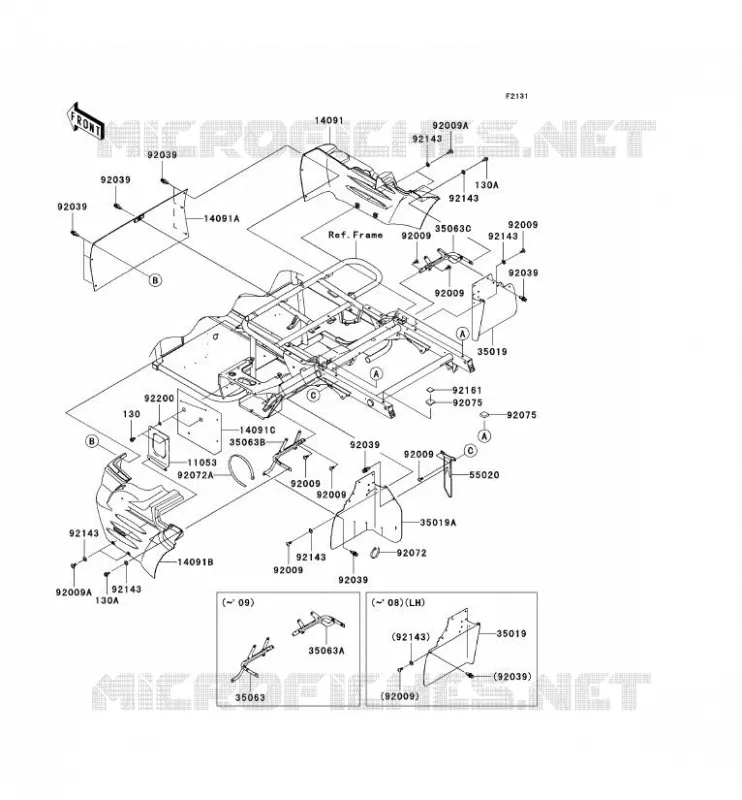 FRAME PARTS(ARRI&Egrave;RE) Kawasaki SSV 400 2007 MULE 610 4X4  KAF400A7F