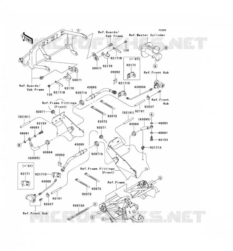 FRONT BRAKE PIPE Kawasaki SSV 400 2007 MULE 610 4X4  KAF400A7F