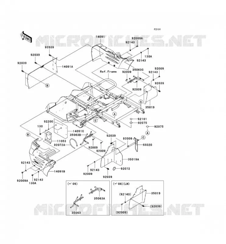 FRAME PARTS(ARRI&Egrave;RE) Kawasaki SSV 400 2008 MULE 610 4X4  KAF400A8F