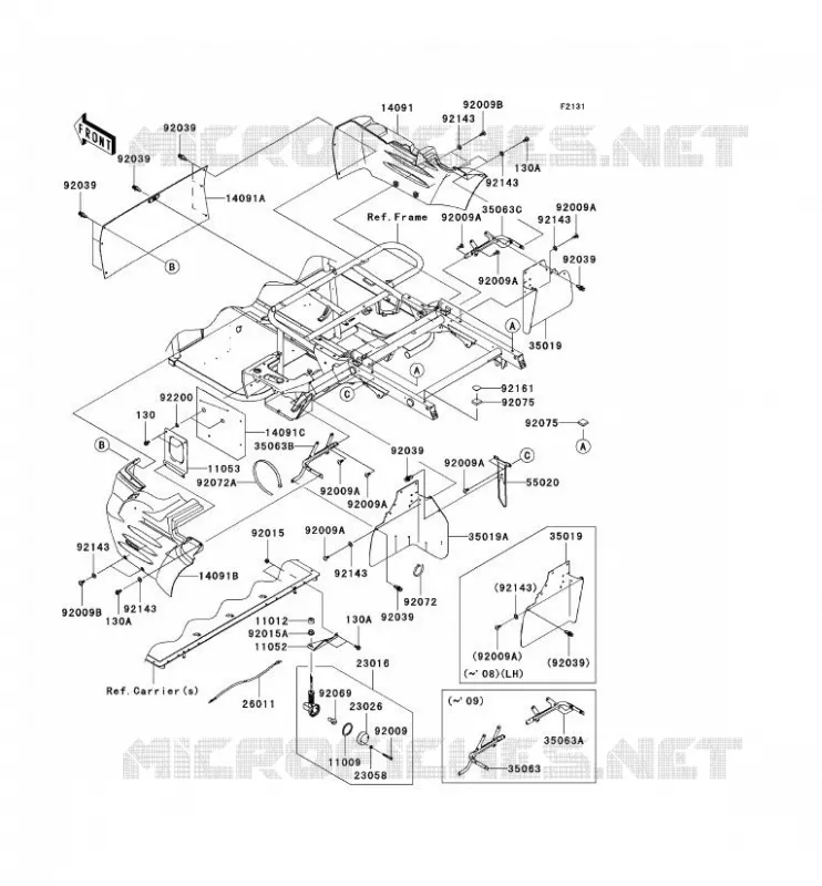 FRAME PARTS(ARRI&Egrave;RE) Kawasaki SSV 400 2010 MULE 610 4X4  KAF400AAF
