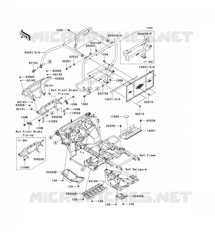 PROTECTION - CHASSIS CAB Kawasaki SSV 400 2010 MULE 610 4X4  KAF400AAF