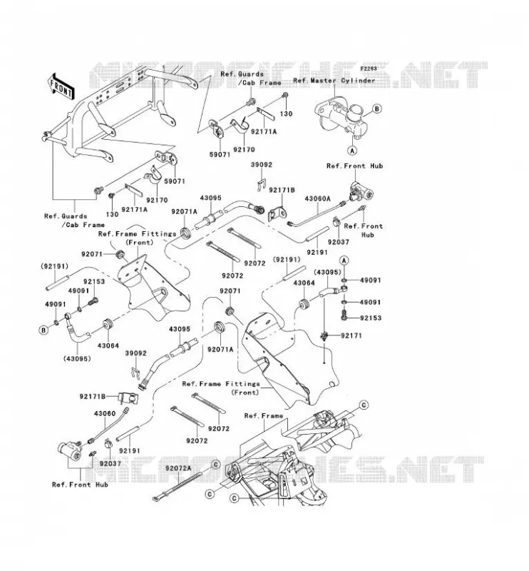 FRONT BRAKE PIPE Kawasaki SSV 400 2011 MULE 610 4X4  KAF400ABF