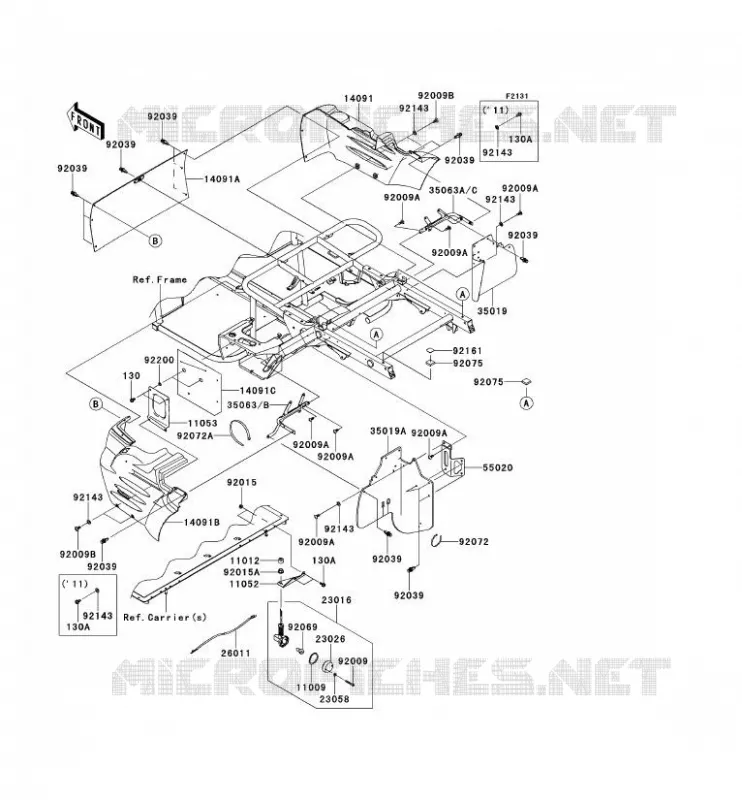 FRAME PARTS(ARRI&Egrave;RE) Kawasaki SSV 400 2012 MULE 610 4X4  KAF400ACF