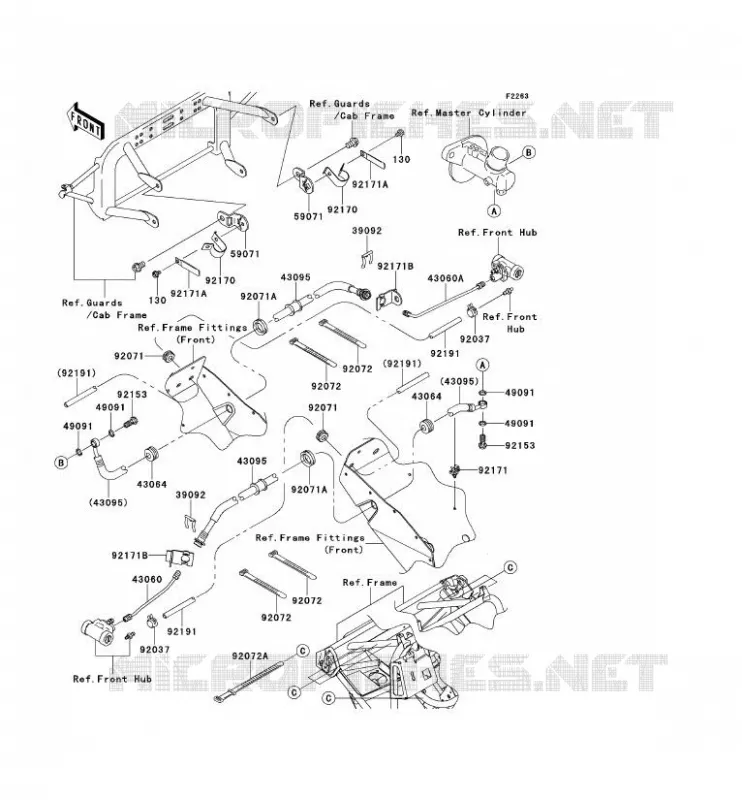FRONT BRAKE PIPE Kawasaki SSV 400 2013 MULE 610 4X4  KAF400ADF