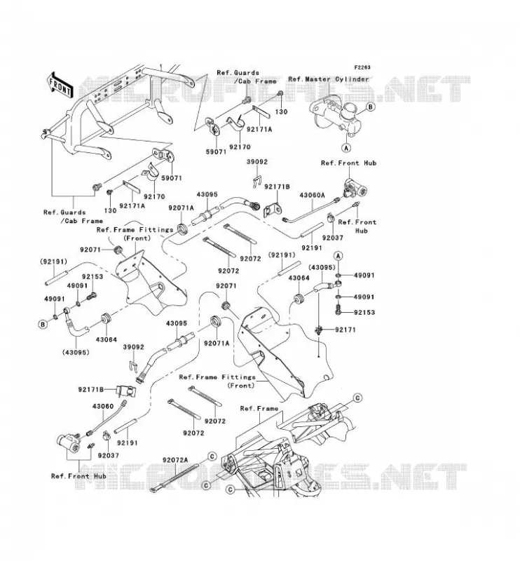 FRONT BRAKE PIPE Kawasaki SSV 400 2014 MULE 610 4X4  KAF400AEF
