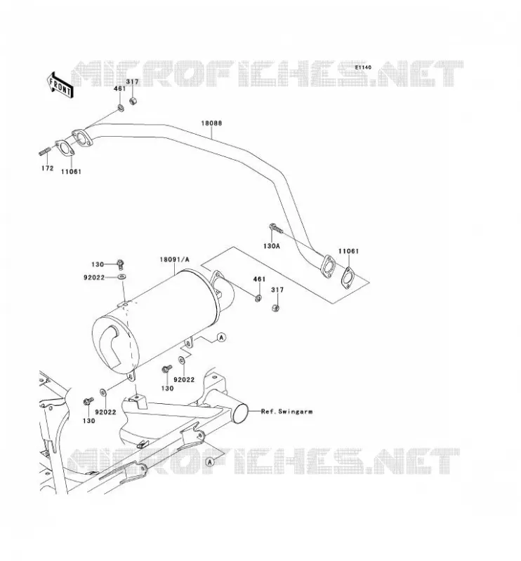 EXHAUST Kawasaki SSV 400 2015 MULE 610 4X4  KAF400AFF