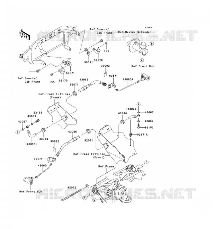 FRONT BRAKE PIPE Kawasaki SSV 400 2005 MULE 600  KAF400-B1