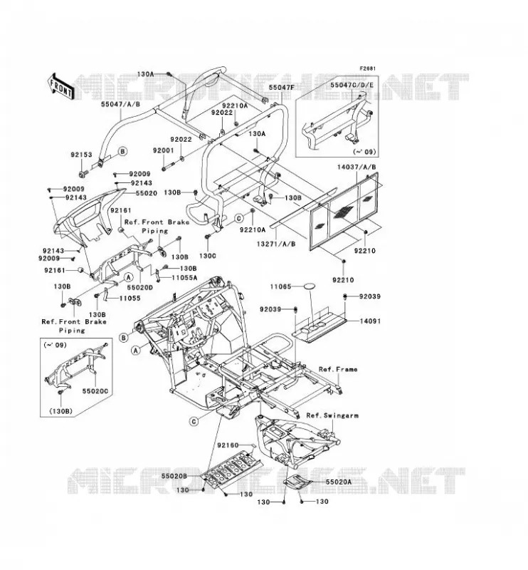 PROTECTION - CHASSIS CAB Kawasaki SSV 400 2006 MULE 600  KAF400B6F