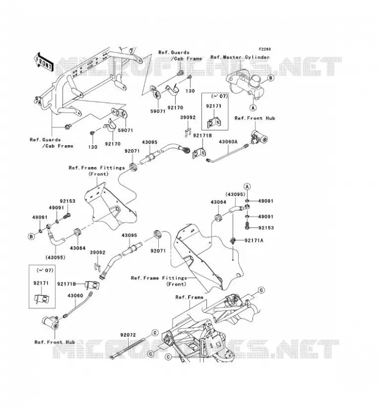 FRONT BRAKE PIPE Kawasaki SSV 400 2007 MULE 600  KAF400B7F