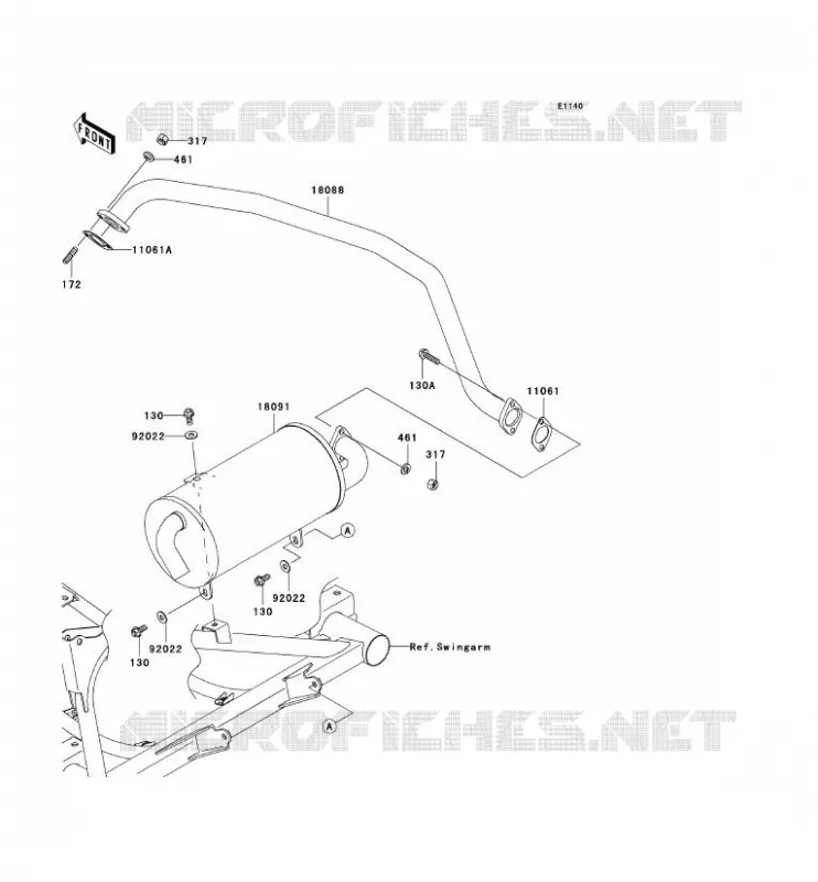 EXHAUST Kawasaki SSV 400 2008 MULE 600  KAF400B8F