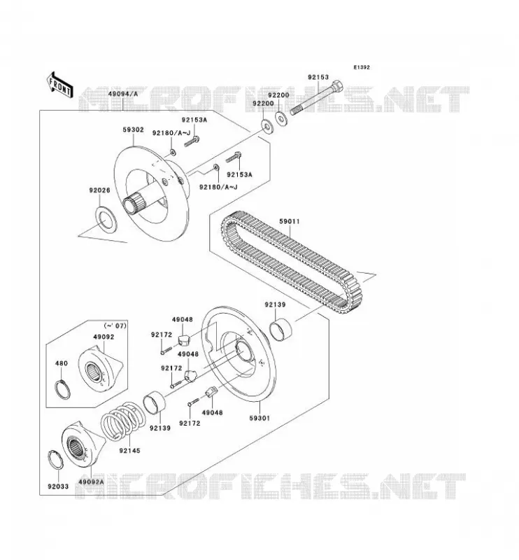 DRIVE CONVERTER - BELT Kawasaki SSV 400 2008 MULE 600  KAF400B8F