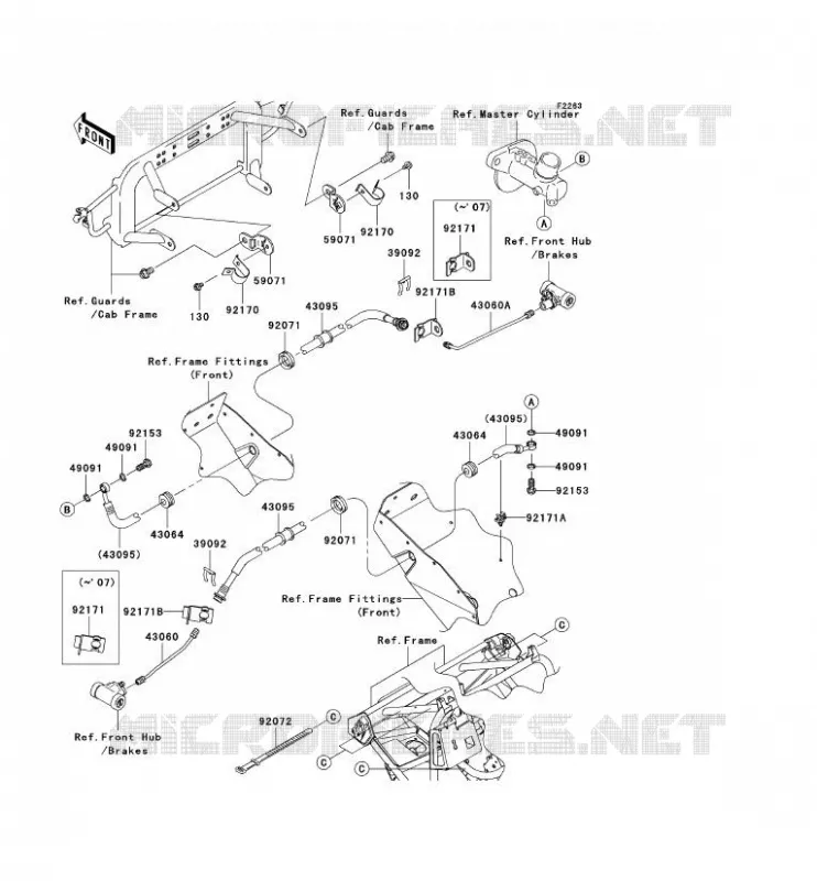FRONT BRAKE PIPE Kawasaki SSV 400 2008 MULE 600  KAF400B8F