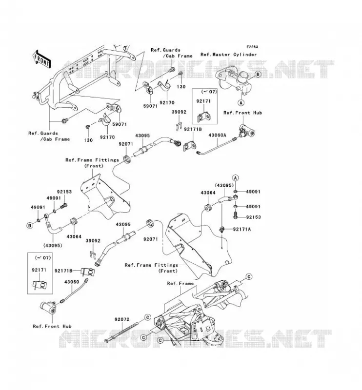 FRONT BRAKE PIPE Kawasaki SSV 400 2009 MULE 600  KAF400B9F