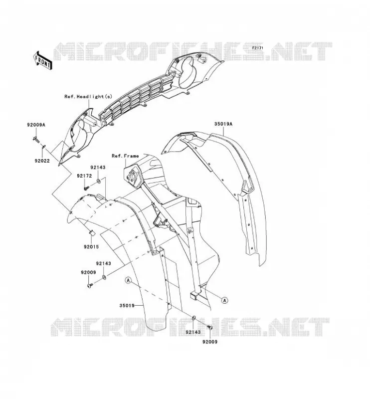FRONT FENDER Kawasaki SSV 400 2009 MULE 600  KAF400B9F