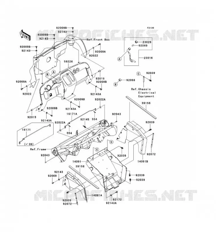 FRAME PARTS(AVANT) Kawasaki SSV 400 2009 MULE 600  KAF400B9F