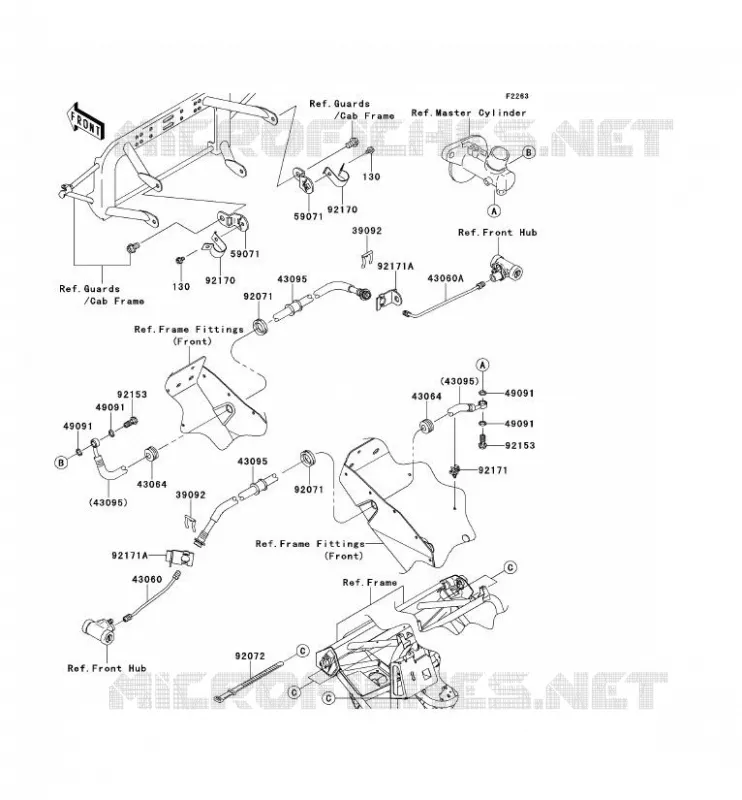 FRONT BRAKE PIPE Kawasaki SSV 400 2013 MULE 600  KAF400BDF