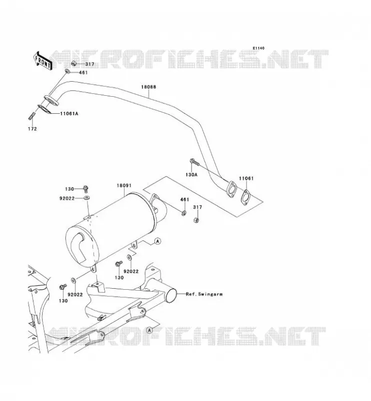 EXHAUST Kawasaki SSV 400 2014 MULE 600  KAF400BEF