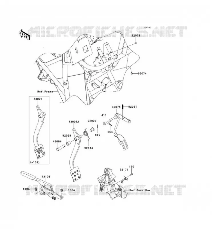 BRAKE PEDAL - THROTTLE LEVER Kawasaki SSV 400 2006 MULE 610 4X4  KAF400C6F