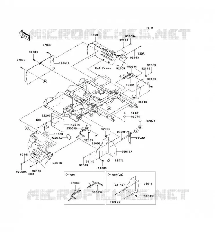 FRAME PARTS(ARRI&Egrave;RE) Kawasaki SSV 400 2006 MULE 610 4X4  KAF400C6F