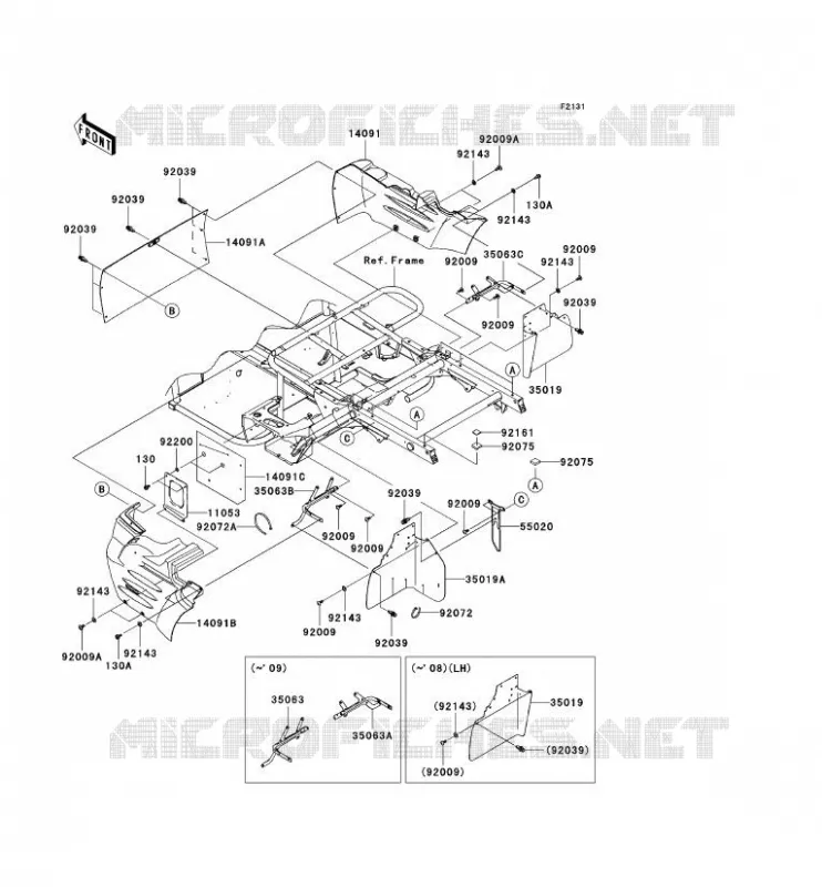 FRAME PARTS(ARRI&Egrave;RE) Kawasaki SSV 400 2008 MULE 610 4X4  KAF400C8F