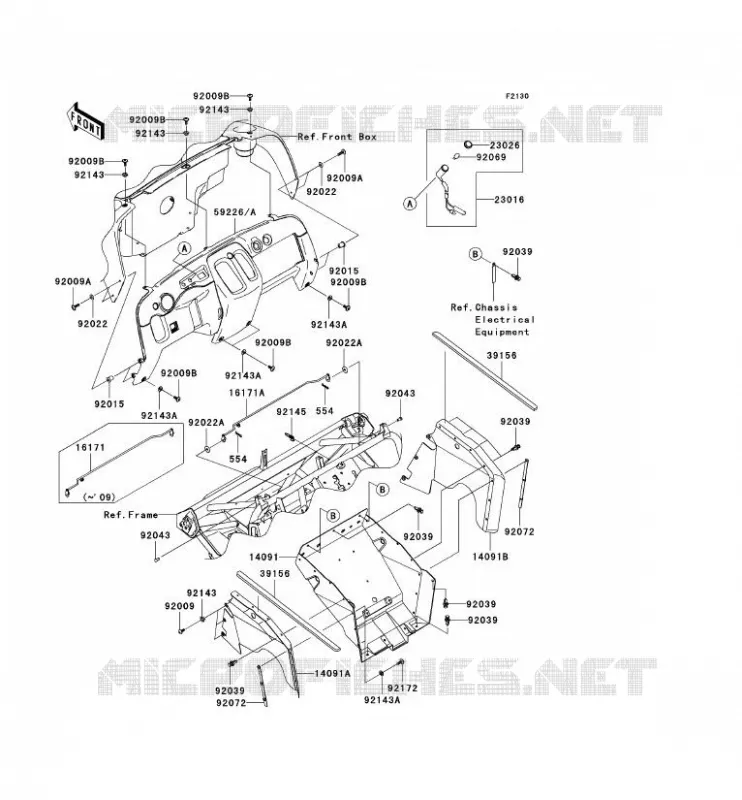 FRAME PARTS(AVANT) Kawasaki SSV 400 2008 MULE 610 4X4  KAF400C8F