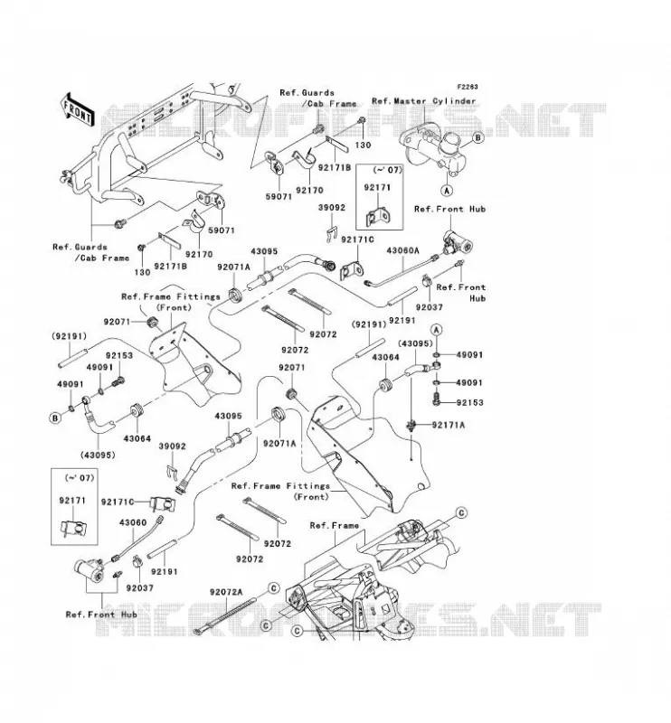 FRONT BRAKE PIPE Kawasaki SSV 400 2010 MULE 610 4X4  KAF400CAF
