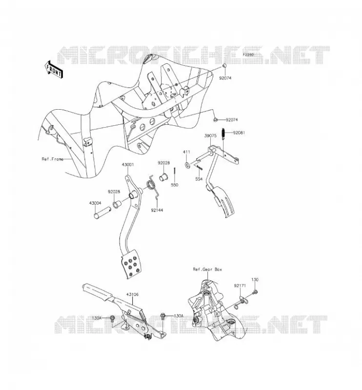 BRAKE PEDAL - THROTTLE LEVER Kawasaki SSV 400 2014 MULE 610 4X4 XC  KAF400EEF