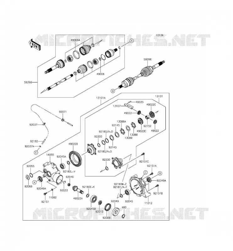 FRONT DRIVE SHAFT Kawasaki SSV 400 2014 MULE 610 4X4 XC  KAF400FEF
