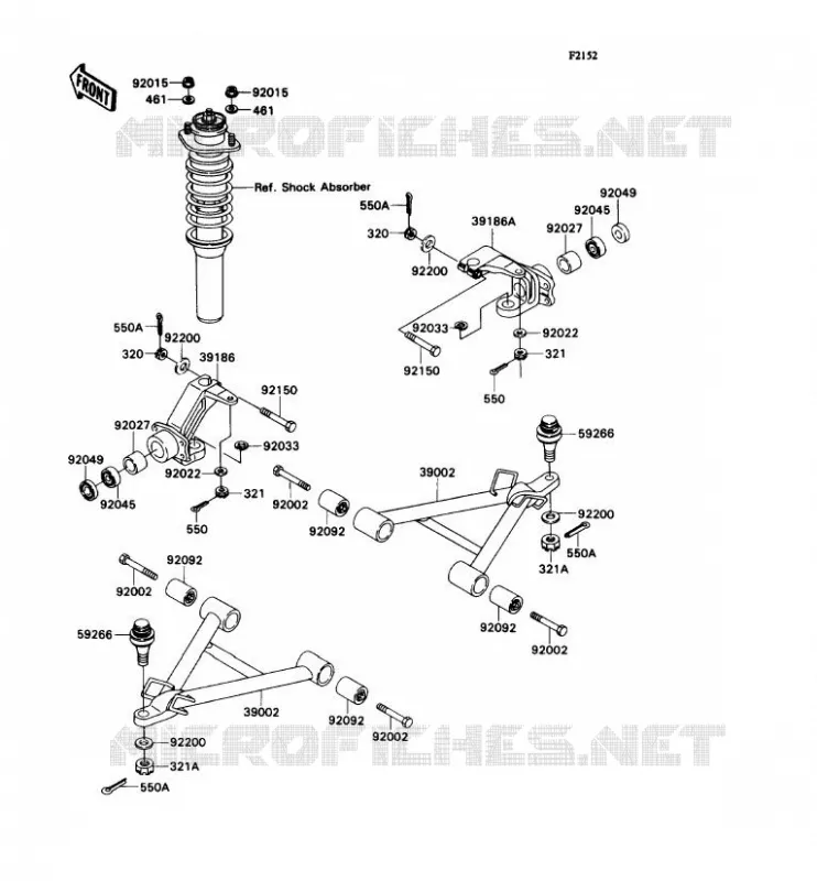 FRONT SUSPENSION - SHOCK ABSORBER Kawasaki SSV 540 no_year MULE 2030  KAF540-E1