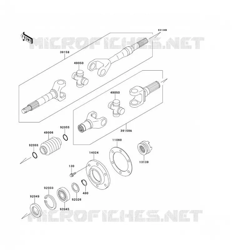 DRIVE SHAFT(ARRI&Egrave;RE) Kawasaki SSV 620 no_year MULE 2510  KAF620-A2