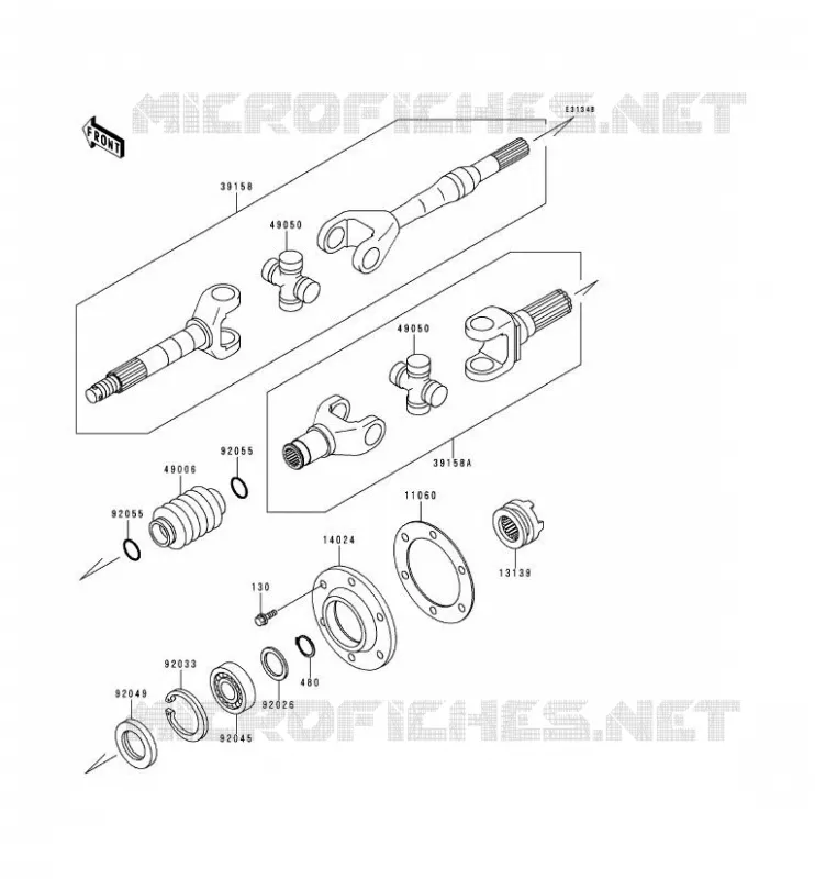 DRIVE SHAFT(ARRI&Egrave;RE) Kawasaki SSV 620 no_year MULE 2510  KAF620-A3