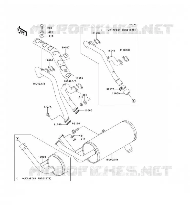EXHAUST Kawasaki SSV 620 no_year MULE 2500  KAF620-C4