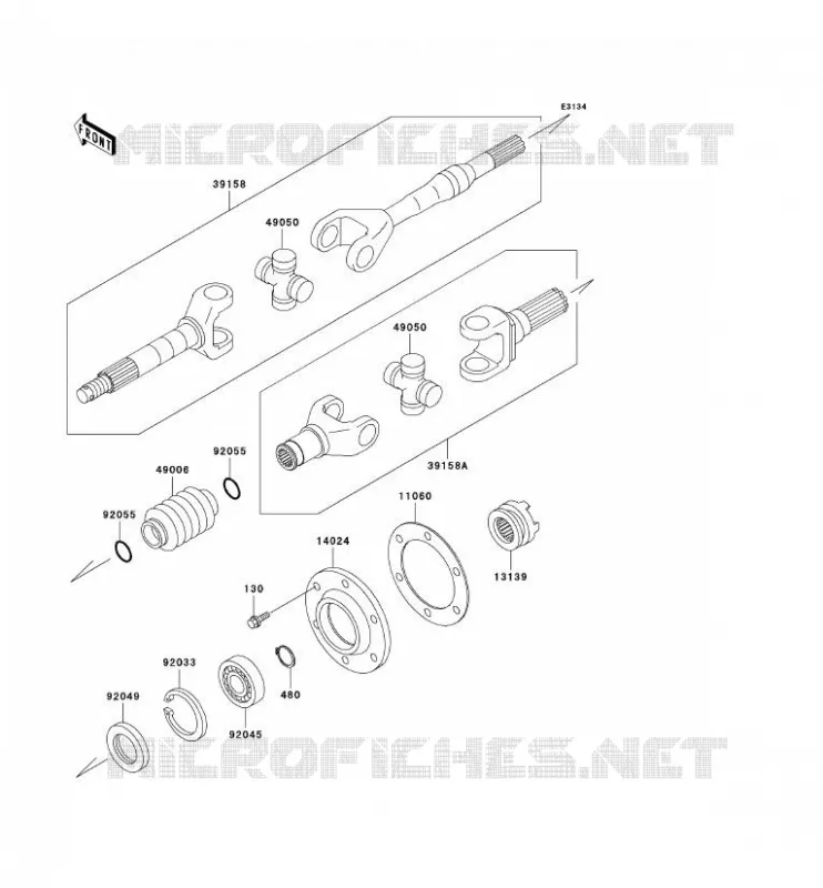 DRIVE SHAFT Kawasaki SSV 620 no_year MULE 2500E  KAF620-D1