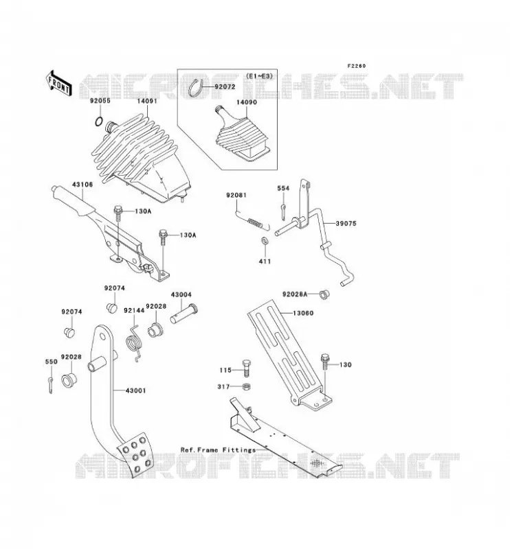 BRAKE PEDAL - THROTTLE LEVER Kawasaki SSV 620 no_year MULE 3010 4X4  KAF620-E2
