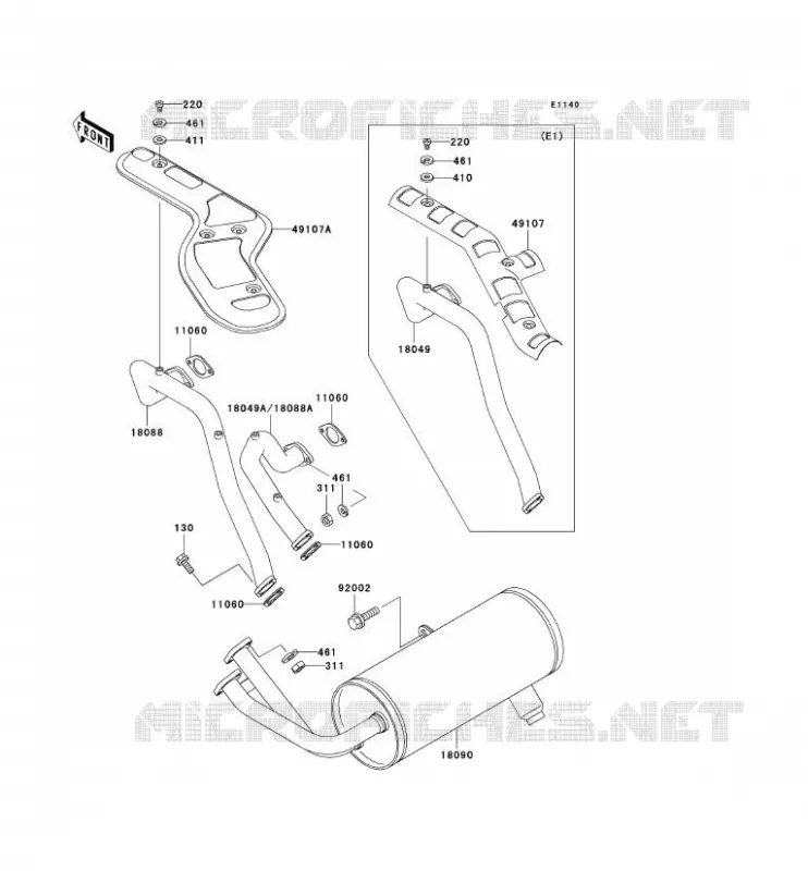 EXHAUST Kawasaki SSV 620 no_year MULE 3010 4X4  KAF620-E2